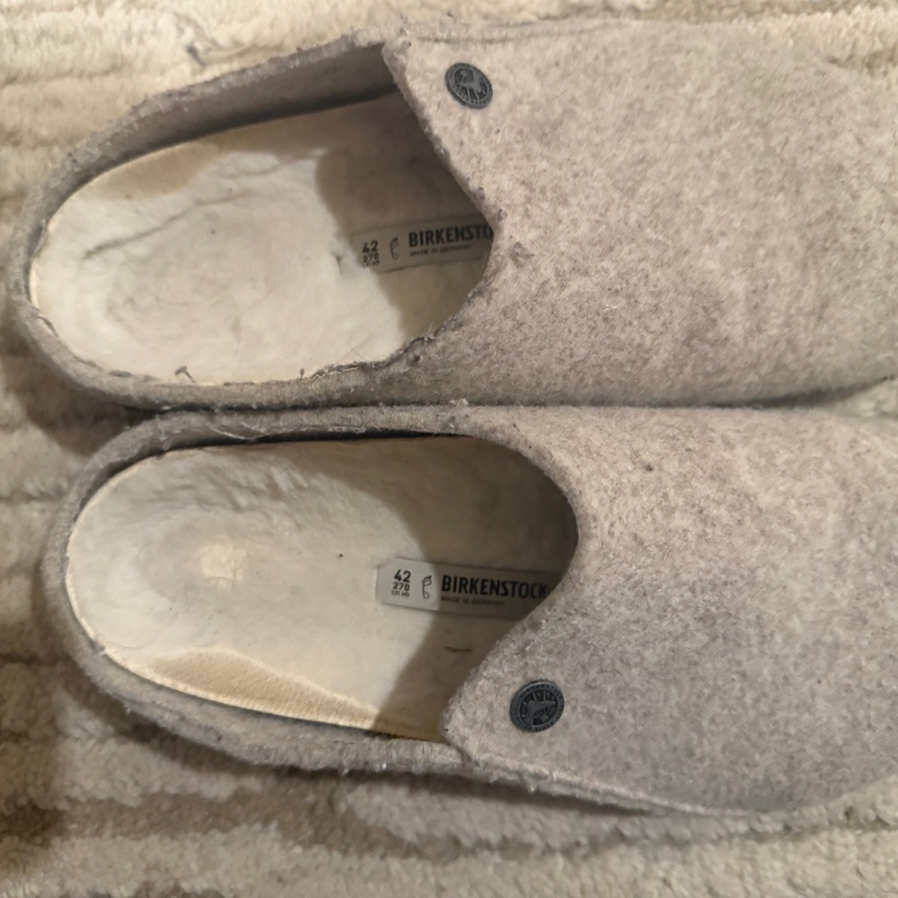 Birkenstock Light Gray Wool Slippers